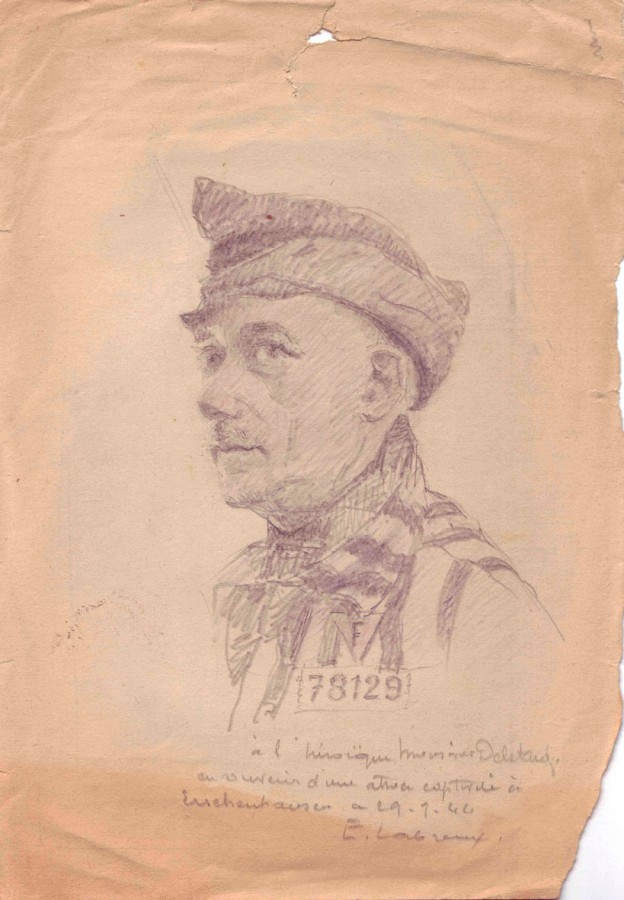 Camille Delétang. Zeichnung von Eugéne Labreux, 29. September 1944. (KZ-Gedenkstätte Mittelbau-Dora)