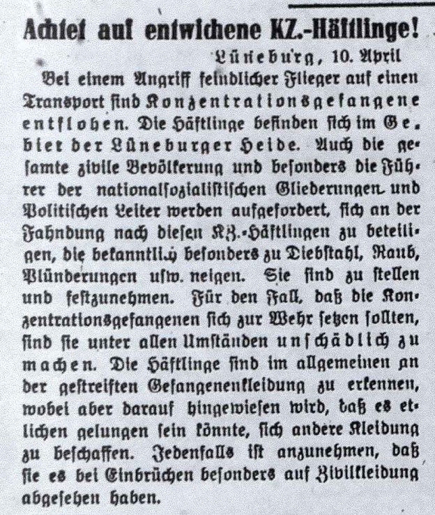 Lüneburger Zeitung, 11. April 1945