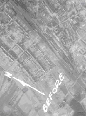 Amerikanisches Luftbild des Bahnhofs Celle unmittelbar vor dem Angriff, 8. April 1945. (US Air Force Historical Research Center Agency, Maxwell)